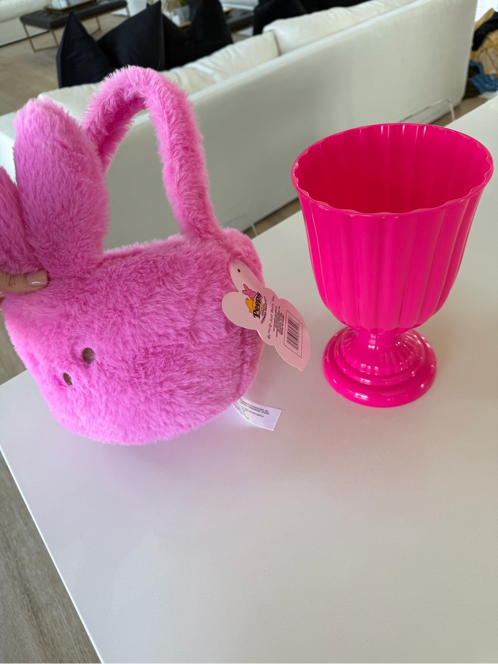 Easter Bundle Pink Plush Bunny Ear Kids Handbag - Soft Easter Basket